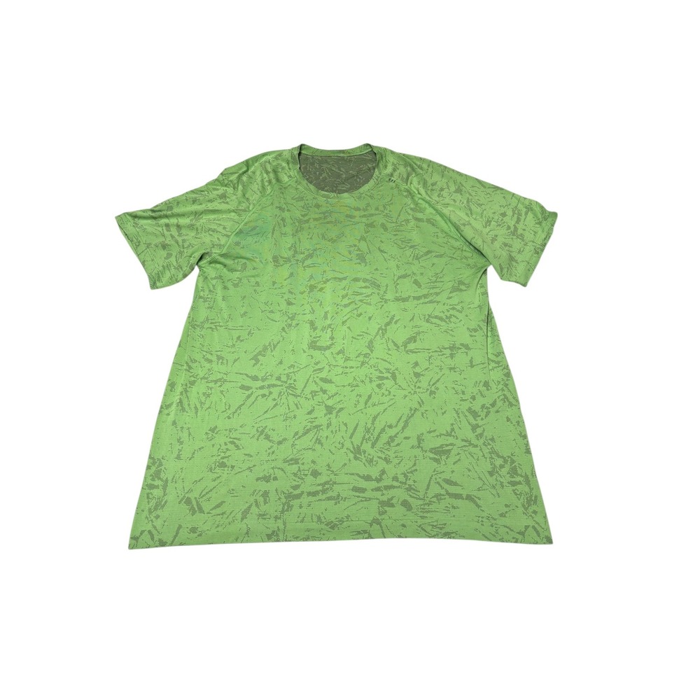 Lululemon Metal Vent Tech Short Sleeve Shirt XXL Green Abstract Pattern Mens